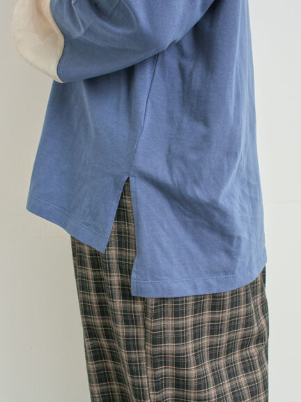 袖口シアー切替ロゴプリントカットソー（オフホワイト/チャコールグレー/オレンジ/ブルー）｜SM2（エスエムツー）通販