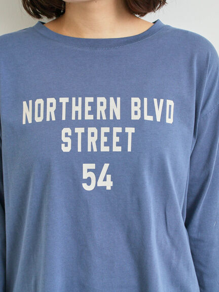 袖口シアー切替ロゴプリントカットソー（オフホワイト/チャコールグレー/オレンジ/ブルー）｜SM2（エスエムツー）通販