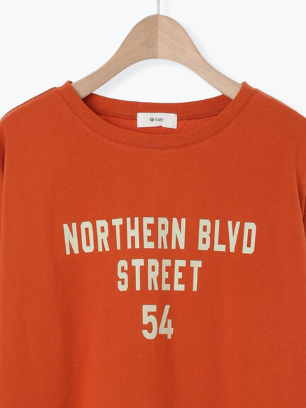 袖口シアー切替ロゴプリントカットソー（オフホワイト/チャコールグレー/オレンジ/ブルー）｜SM2（エスエムツー）通販