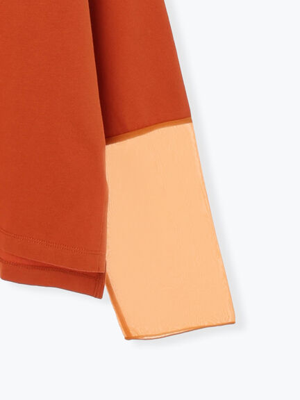 袖口シアー切替ロゴプリントカットソー（オフホワイト/チャコールグレー/オレンジ/ブルー）｜SM2（エスエムツー）通販