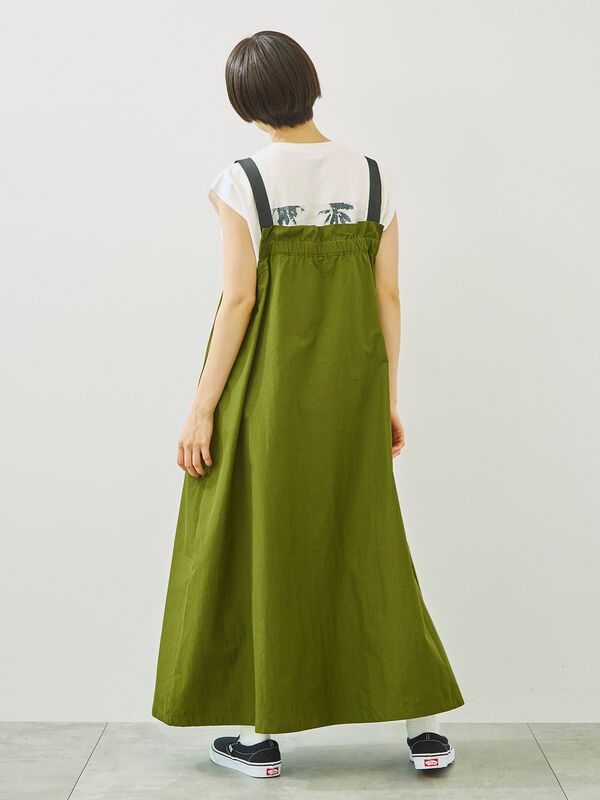 セール】 コットンナイロンハーフジップジャンパースカート（ブラック