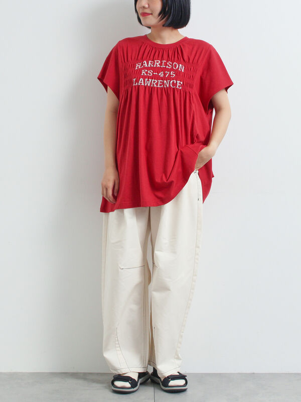 セール】 [接触冷感]配色ステッチパンツ（キャメル/カーキ/ネイビー