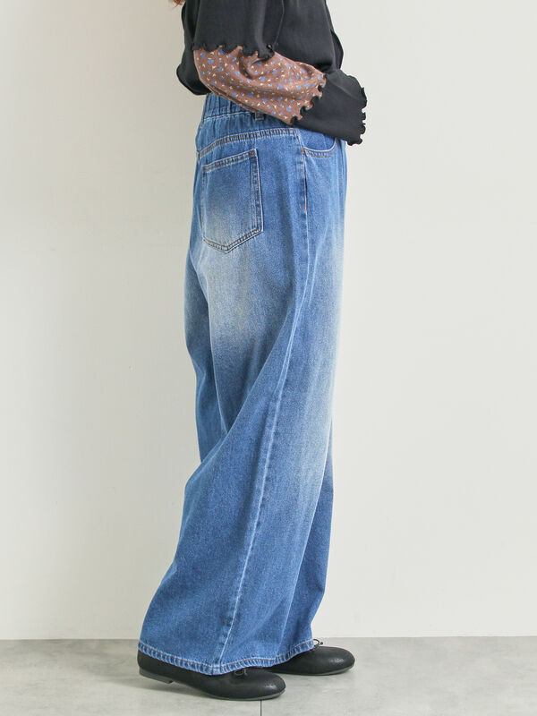 セール】 オーバーダイデニムタックパンツ（ピンク/ブラウン/グリーン