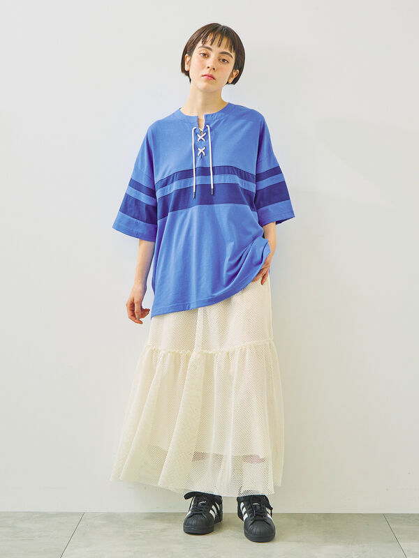 [接触冷感]編み上げラインTシャツ（ブルー）｜SM2（エスエムツー）通販