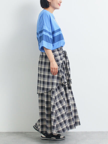 [接触冷感]編み上げラインTシャツ（チャコールグレー/ピンク/ブラウン/ブルー）｜SM2（エスエムツー）通販