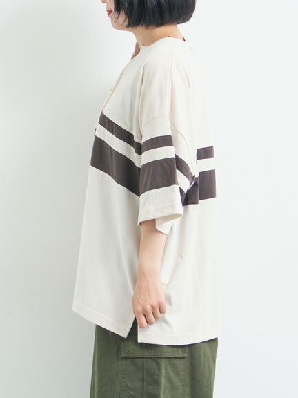 [接触冷感]編み上げラインTシャツ（チャコールグレー/ピンク/ブラウン/ブルー）｜SM2（エスエムツー）通販