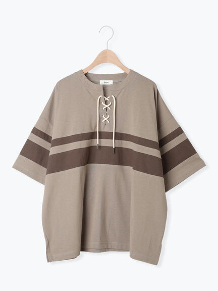 [接触冷感]編み上げラインTシャツ（チャコールグレー/ピンク/ブラウン/ブルー）｜SM2（エスエムツー）通販
