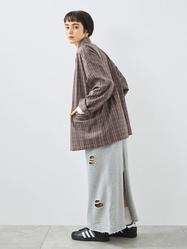 24SS カットアウトスリーブ付き カットアウト ダブルジャケット カットアウトダブルジャケット（グレー/ブラウン/カーキ