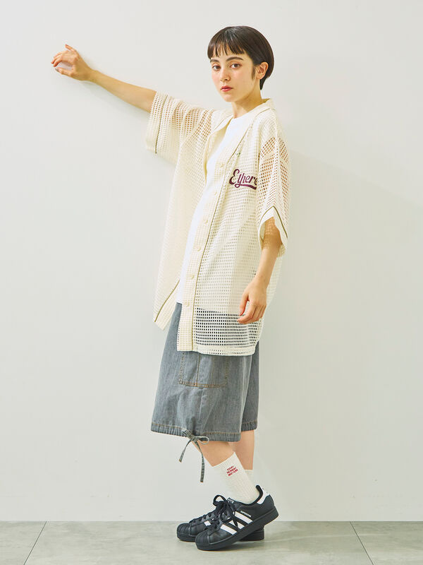 セール】 転写バックプリントノースリーブ（オフホワイト/グレー