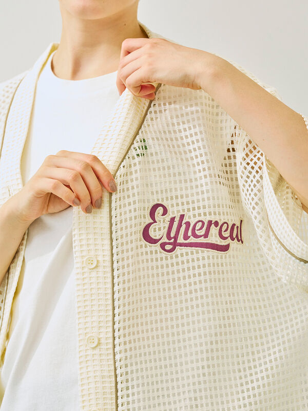 セール】 メッシュベースボールシャツ（ベージュ/ネイビー/クリーム