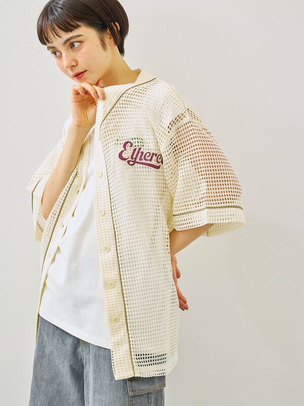 セール】 メッシュベースボールシャツ（ベージュ/ネイビー/クリーム