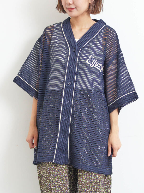 セール】 メッシュベースボールシャツ（ベージュ/ネイビー/クリーム