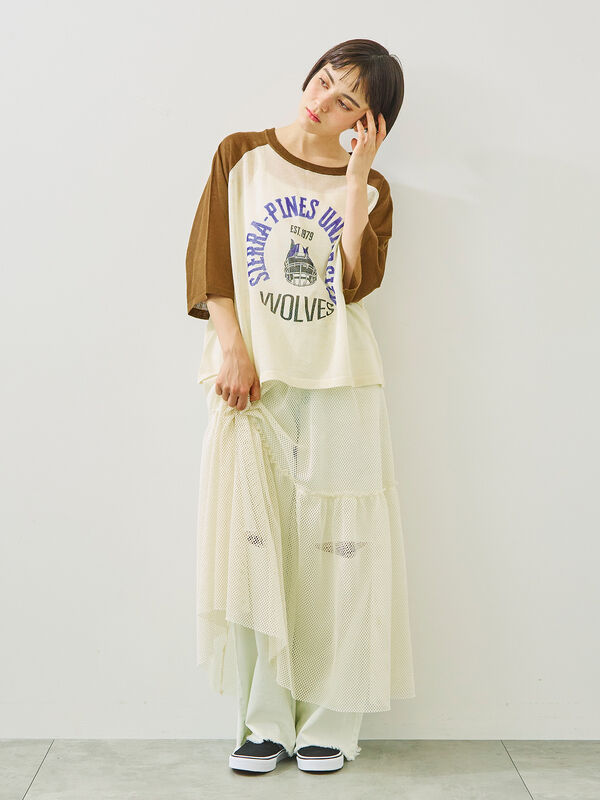 セール】 セルフカット メッシュスカート（ブラック/カーキ/クリーム