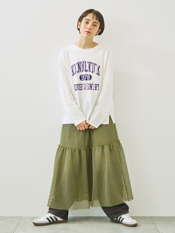 セール】 セルフカット メッシュスカート（ブラック/カーキ/クリーム