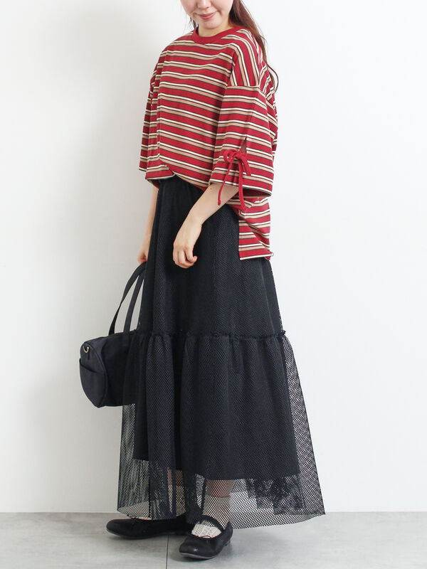 セール】 セルフカット メッシュスカート（ブラック/カーキ/クリーム