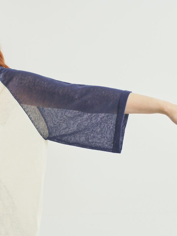 セール】 ラグランスリーブプリントシアーニット（ブラック/ブラウン