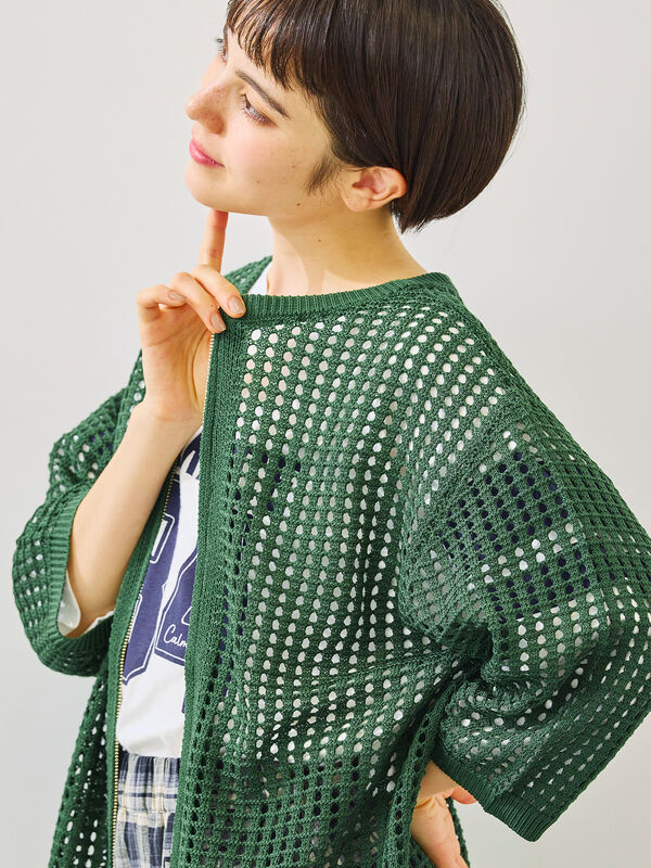 STUSSY メッシュ編みジップアップカーディガン STUSSY メッシュ編みジップアップカーディガン