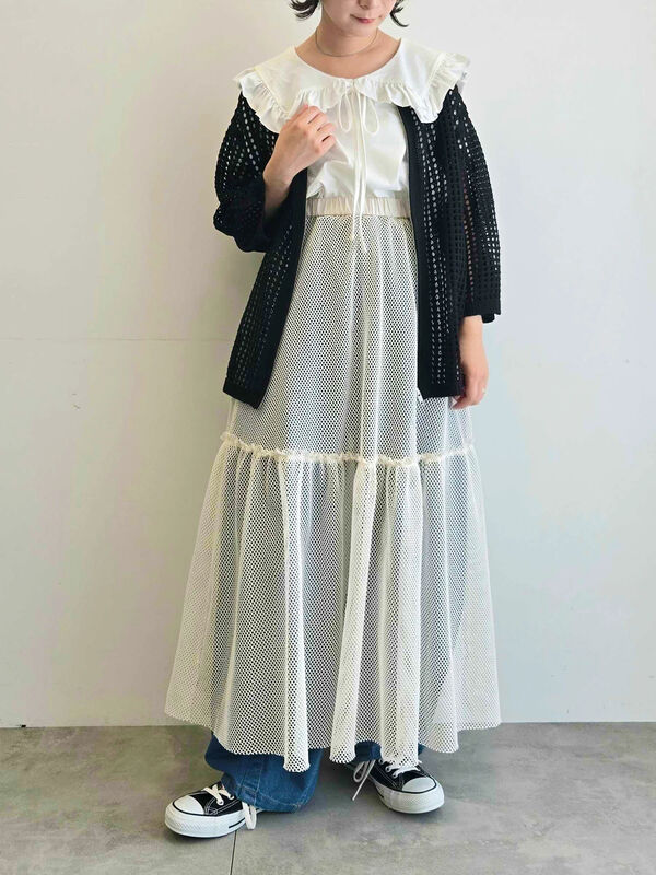 メッシュ編みジッパーカーディガン 46 メッシュ編みジッパーカーディガン 46