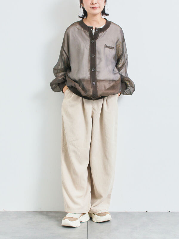 Misayoシアーロゴカーディガン グレー misayoさんプロデュース ロゴ