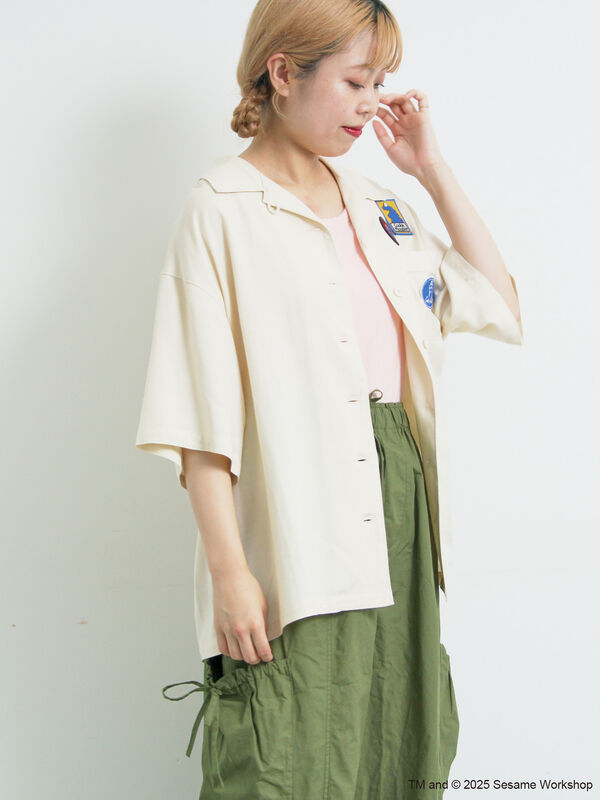 セール】 【SESAME STREET meets SM2】ワッペン付きボウリングシャツ