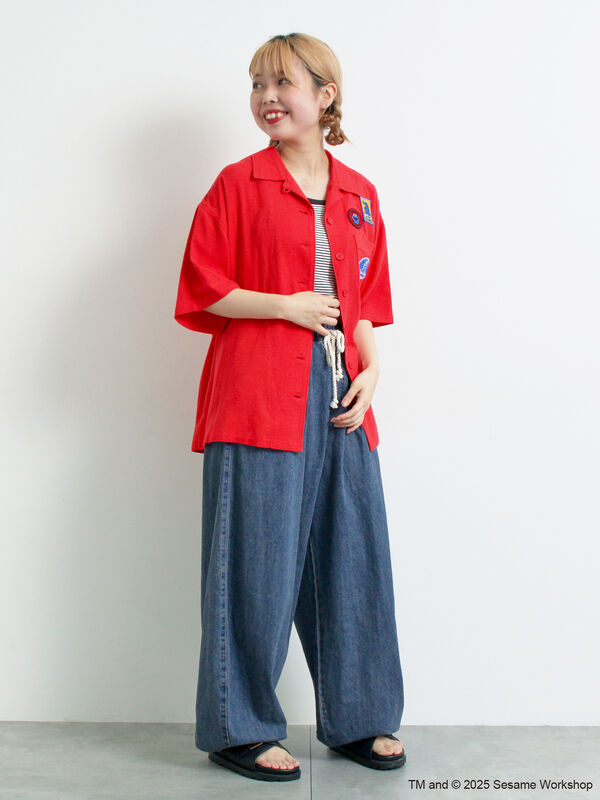 セール】 【SESAME STREET meets SM2】ワッペン付きボウリングシャツ