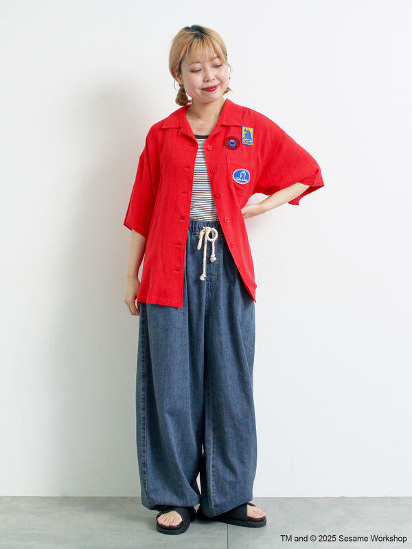 セール】 【SESAME STREET meets SM2】ワッペン付きボウリングシャツ