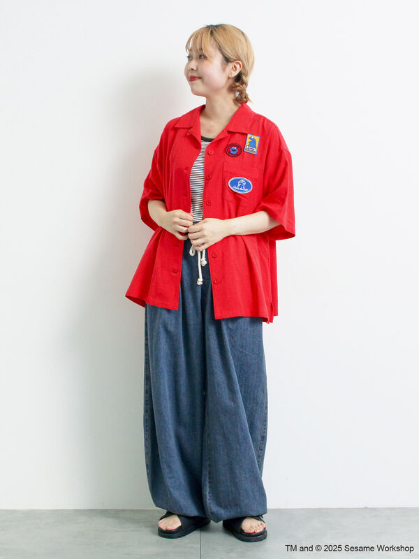 セール】 【SESAME STREET meets SM2】ワッペン付きボウリングシャツ