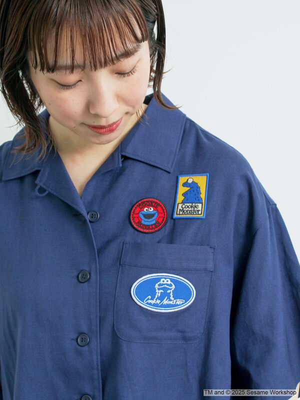 セール】 【SESAME STREET meets SM2】ワッペン付きボウリングシャツ