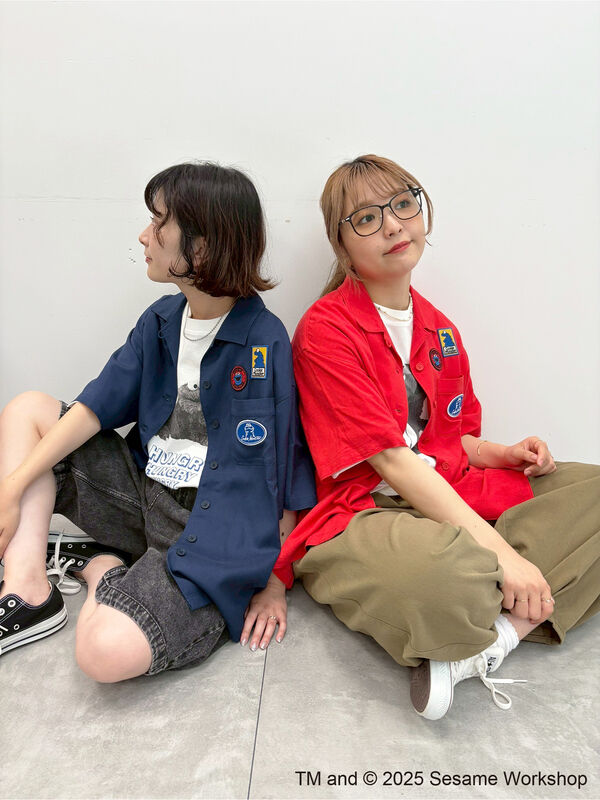 セール】 【SESAME STREET meets SM2】ワッペン付きボウリングシャツ