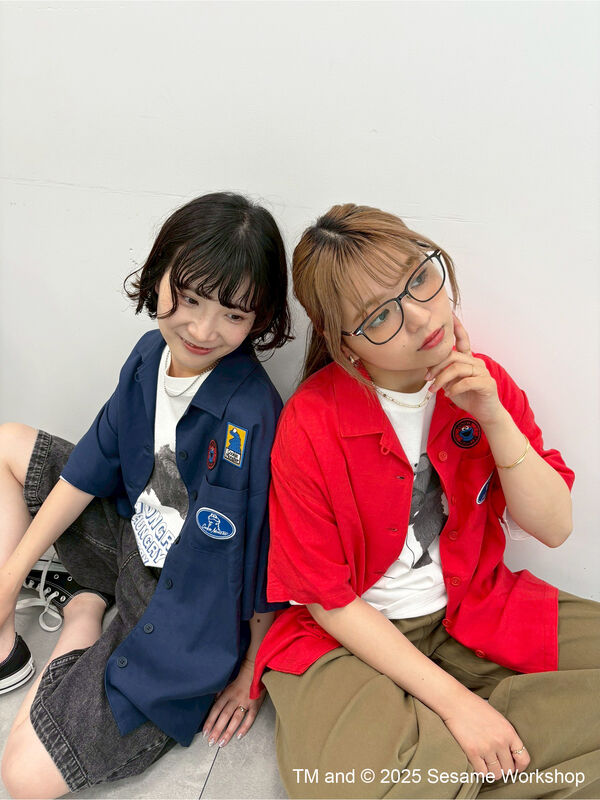 セール】 【SESAME STREET meets SM2】ワッペン付きボウリングシャツ