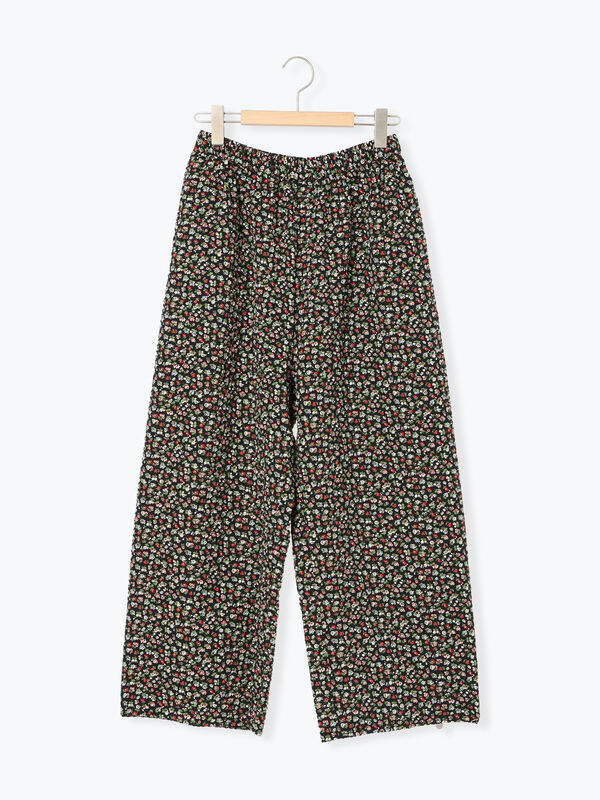 セール】 小花柄イージーパンツ（ブラック/ブラウン/ネイビー/ボトムス