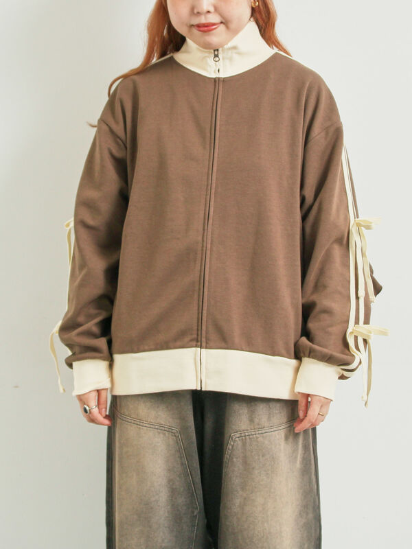 セール】 リボンフリルトラックジャージ（ブラック/ベージュ/ブラウン