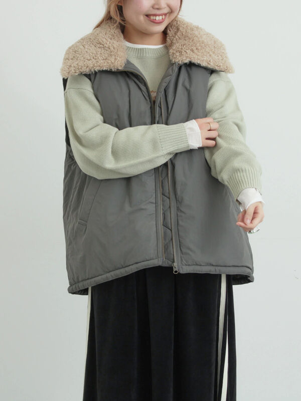 ボア襟マルチＷＡＹブルゾン セール】 ボア襟マルチWAYブルゾン（チャコールグレー/カーキ/キナリ