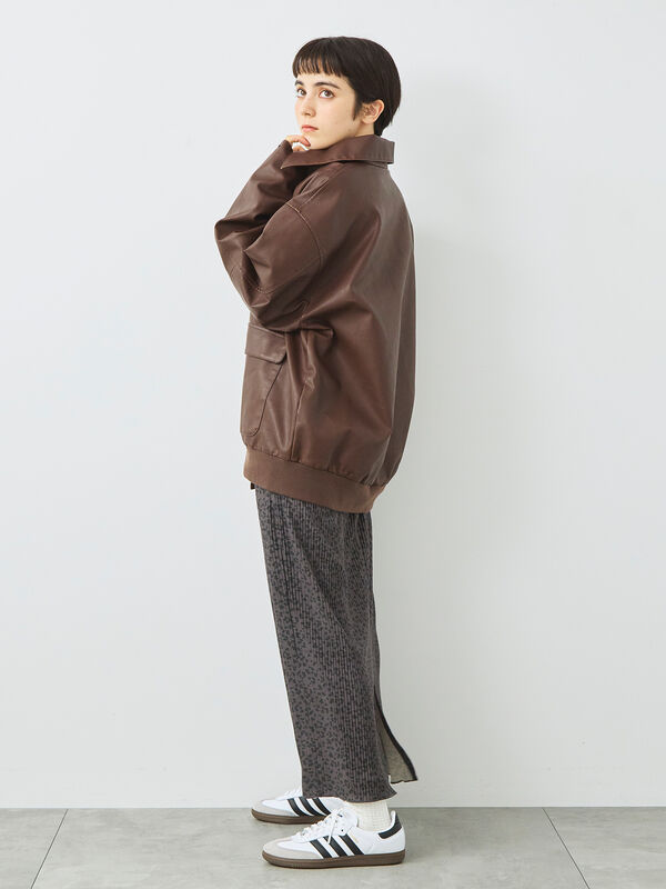 セール】 フェイクレザーブルゾン（ブラック/ブラウン/アウター