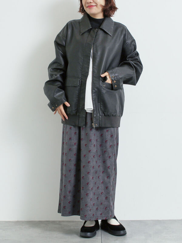 セール】 フェイクレザーブルゾン（ブラック/ブラウン/アウター