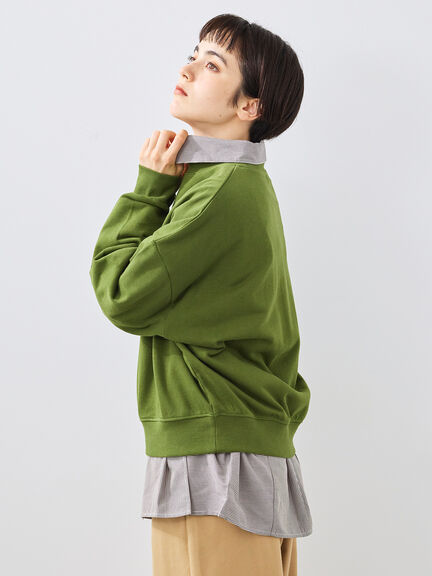 ミニ裏毛カレッジプリント+刺繍スウェット（グレー/ベージュ/カーキ/ネイビー）｜SM2（エスエムツー）通販