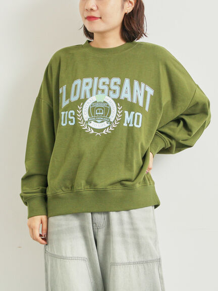 ミニ裏毛カレッジプリント+刺繍スウェット（グレー/ベージュ/カーキ/ネイビー）｜SM2（エスエムツー）通販