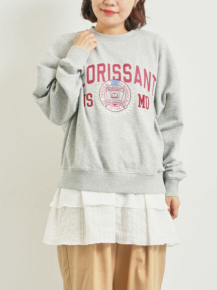 ミニ裏毛カレッジプリント+刺繍スウェット（グレー/ベージュ/カーキ/ネイビー）｜SM2（エスエムツー）通販