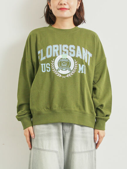 ミニ裏毛カレッジプリント+刺繍スウェット（グレー/ベージュ/カーキ/ネイビー）｜SM2（エスエムツー）通販