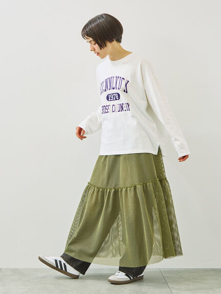 柄アソートフロッキープリントロングTシャツ（オフホワイト/グレー/グリーン/ネイビー）｜SM2（エスエムツー）通販