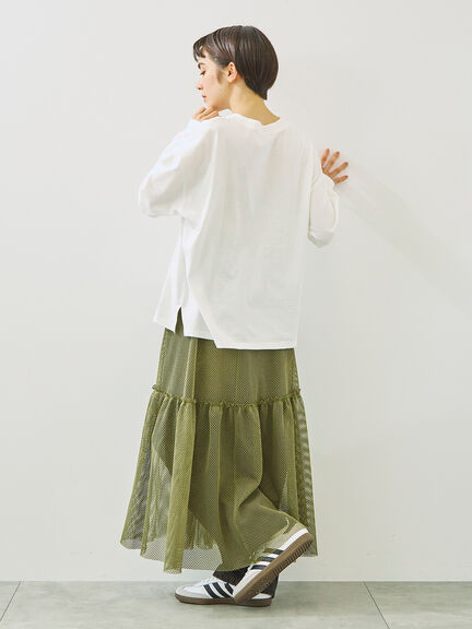 柄アソートフロッキープリントロングTシャツ（オフホワイト/グレー/グリーン/ネイビー）｜SM2（エスエムツー）通販