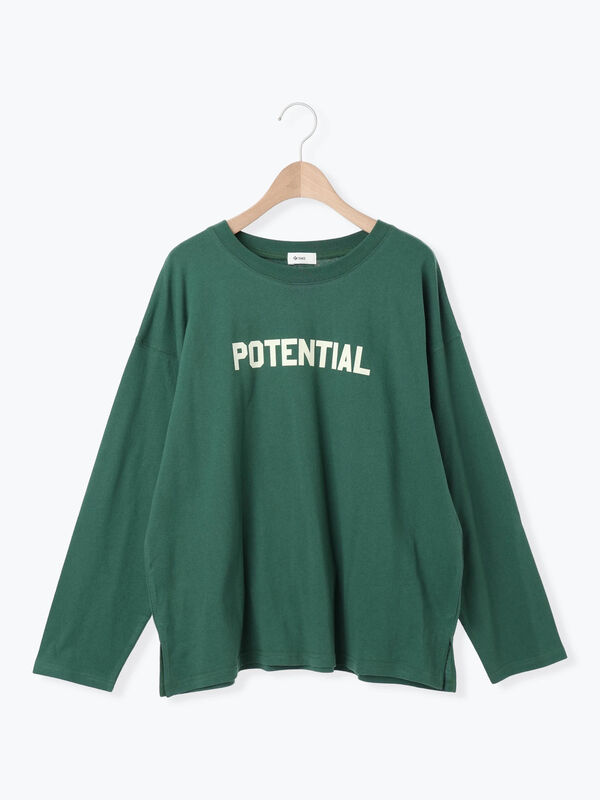 柄アソートフロッキープリントロングTシャツ（オフホワイト