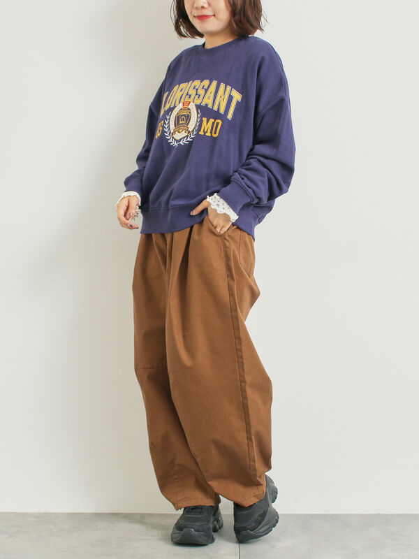 セール】 パッチワーク配色メローカットソー（オフホワイト/ブラック