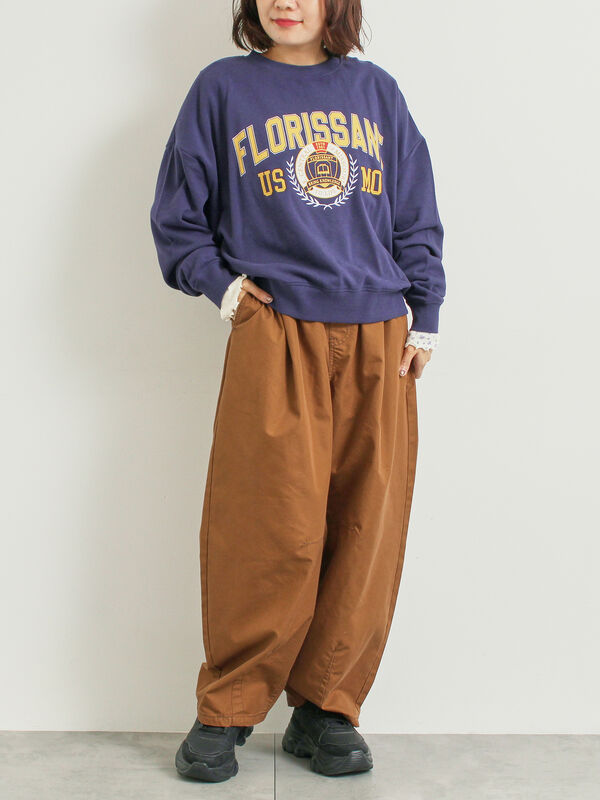 セール】 パッチワーク配色メローカットソー（オフホワイト/ブラック