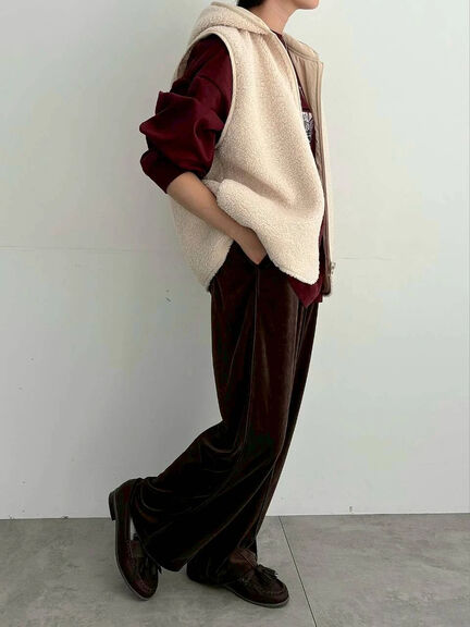 リバーシブルボアベスト（チャコールグレー/モカ/キナリ）｜SM2（エスエムツー）通販