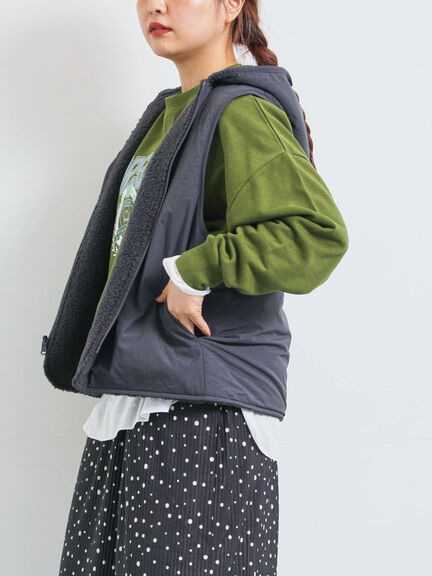 リバーシブルボアベスト（チャコールグレー/モカ/キナリ）｜SM2（エスエムツー）通販