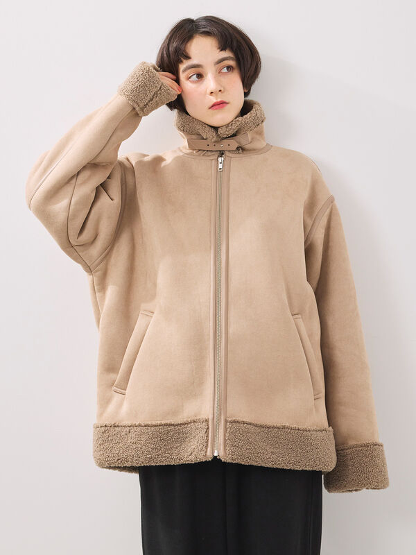フェイクムートンフライトジャケット（ベージュ/ブラウン/キャメル）｜SM2（エスエムツー）通販