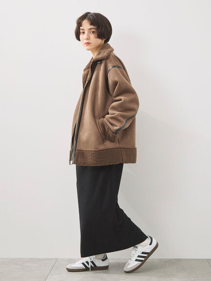 フェイクムートンフライトジャケット（ベージュ/ブラウン/キャメル）｜SM2（エスエムツー）通販