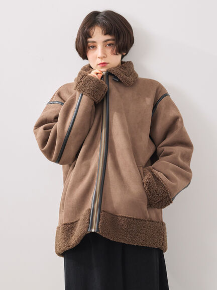 フェイクムートンフライトジャケット（ベージュ/ブラウン/キャメル）｜SM2（エスエムツー）通販