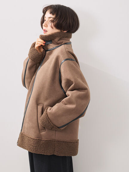 フェイクムートンフライトジャケット（ベージュ/ブラウン/キャメル）｜SM2（エスエムツー）通販